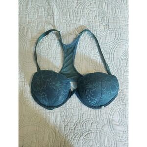 Victorias Secret Lace Push-Up Racerback Bra Teal Grn Front Close 38B 406472-P5D